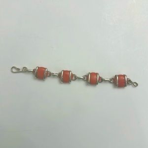 Sterling silver .925 bracelet with coral stones